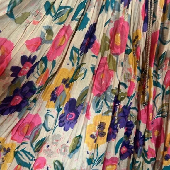 VINTAGE 90s 80s BoHo Cotton India Floral Gauzy MAXi Skirt S M L XL - Picture 3 of 5